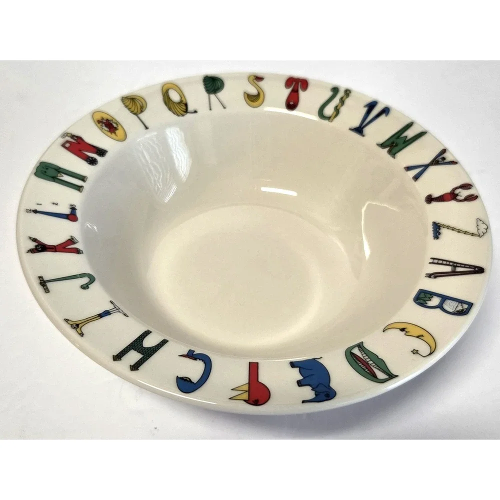 VTG Homer Laughlin 1981 Lynn S Morris Childhood Treasures Alphabet Bowl Colorful